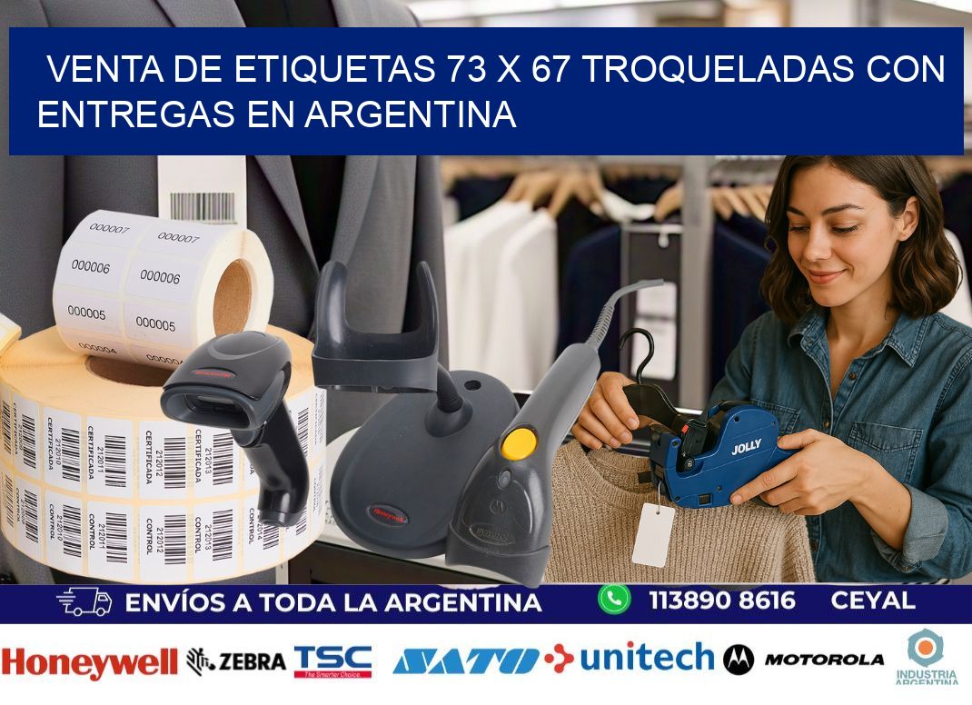 Venta de etiquetas 73 x 67 troqueladas con entregas en Argentina