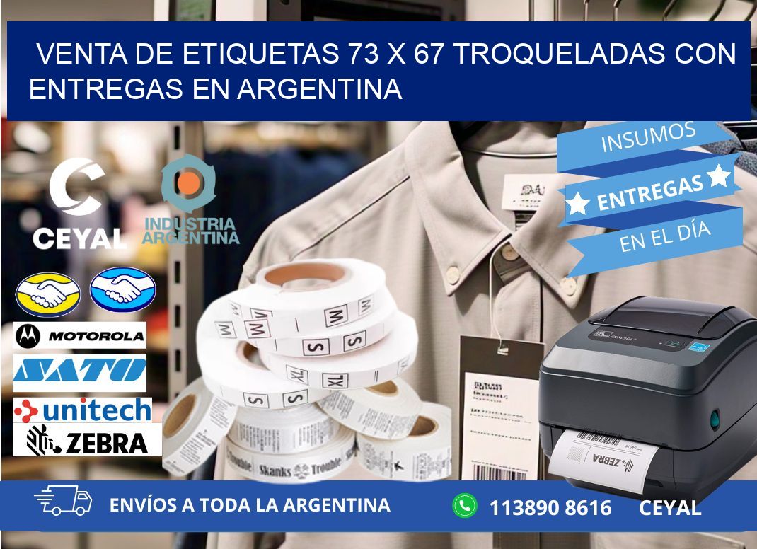 Venta de etiquetas 73 x 67 troqueladas con entregas en Argentina