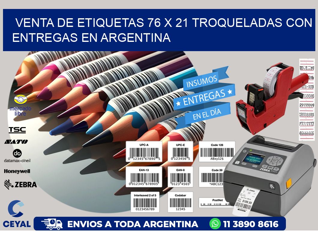 Venta de etiquetas 76 x 21 troqueladas con entregas en Argentina