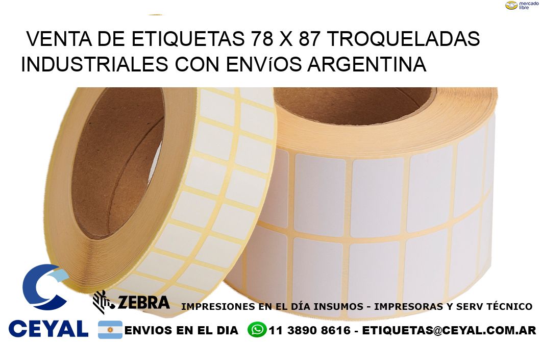 Venta de etiquetas 78 x 87 troqueladas industriales con envíos Argentina