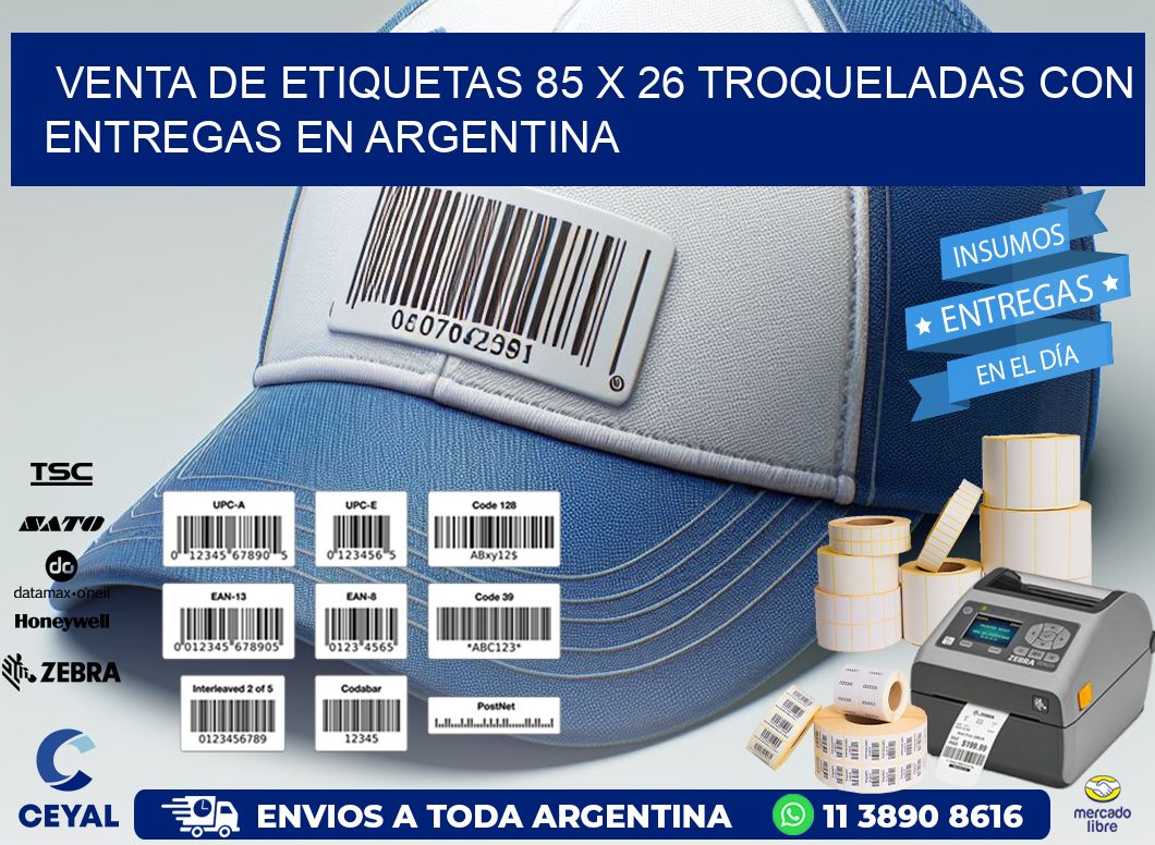Venta de etiquetas 85 x 26 troqueladas con entregas en Argentina