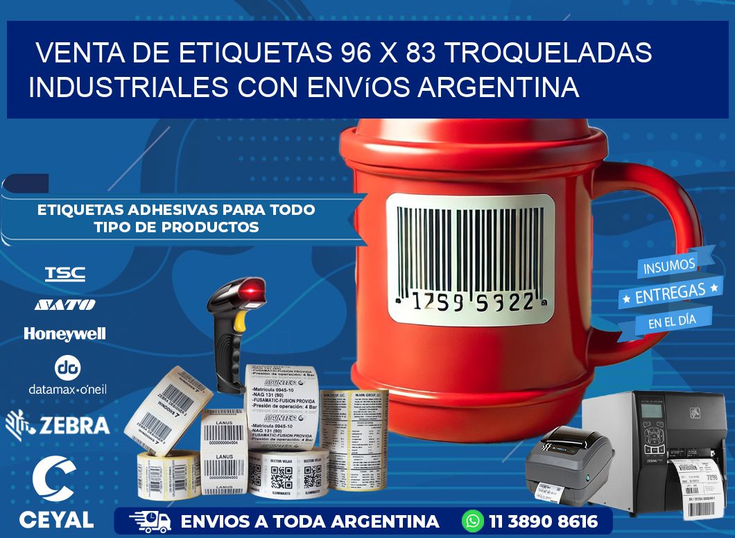 Venta de etiquetas 96 x 83 troqueladas industriales con envíos Argentina