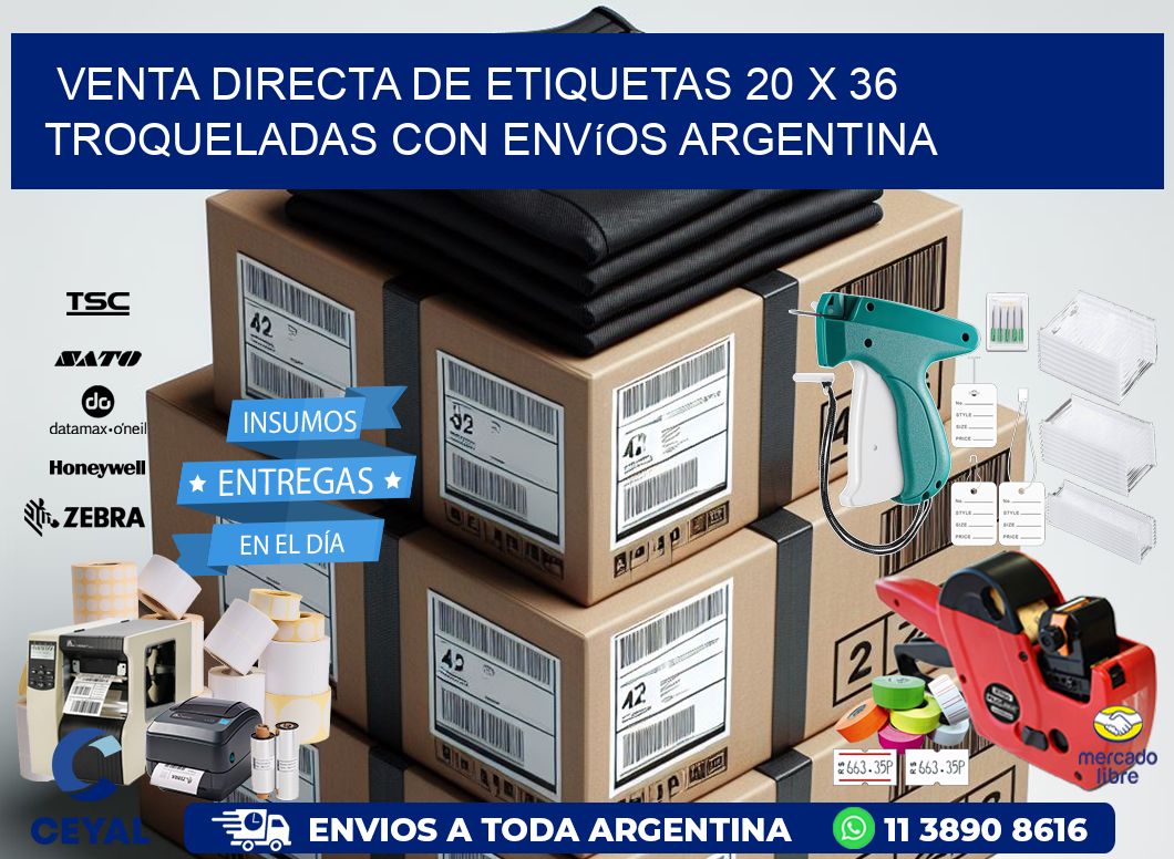 Venta directa de etiquetas 20 x 36 troqueladas con envíos Argentina