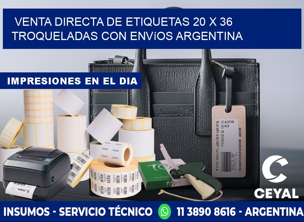 Venta directa de etiquetas 20 x 36 troqueladas con envíos Argentina