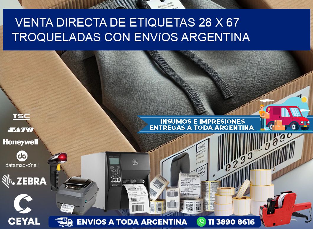 Venta directa de etiquetas 28 x 67 troqueladas con envíos Argentina