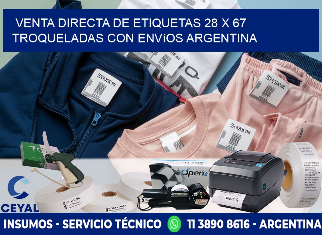 Venta directa de etiquetas 28 x 67 troqueladas con envíos Argentina