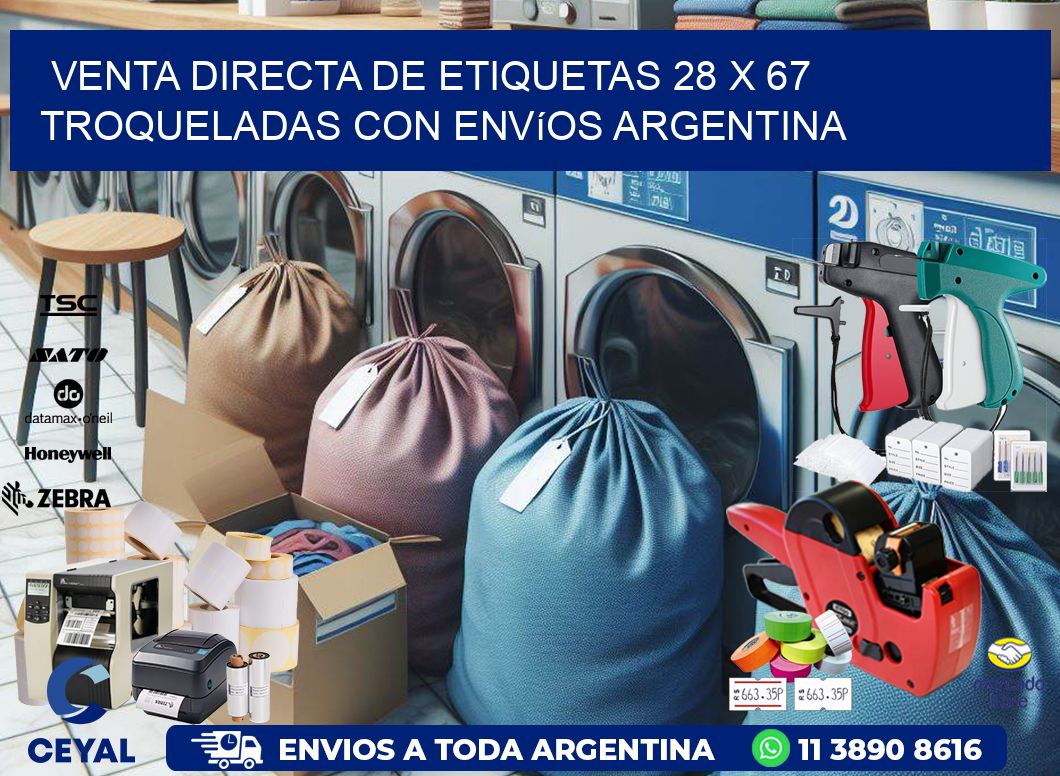 Venta directa de etiquetas 28 x 67 troqueladas con envíos Argentina