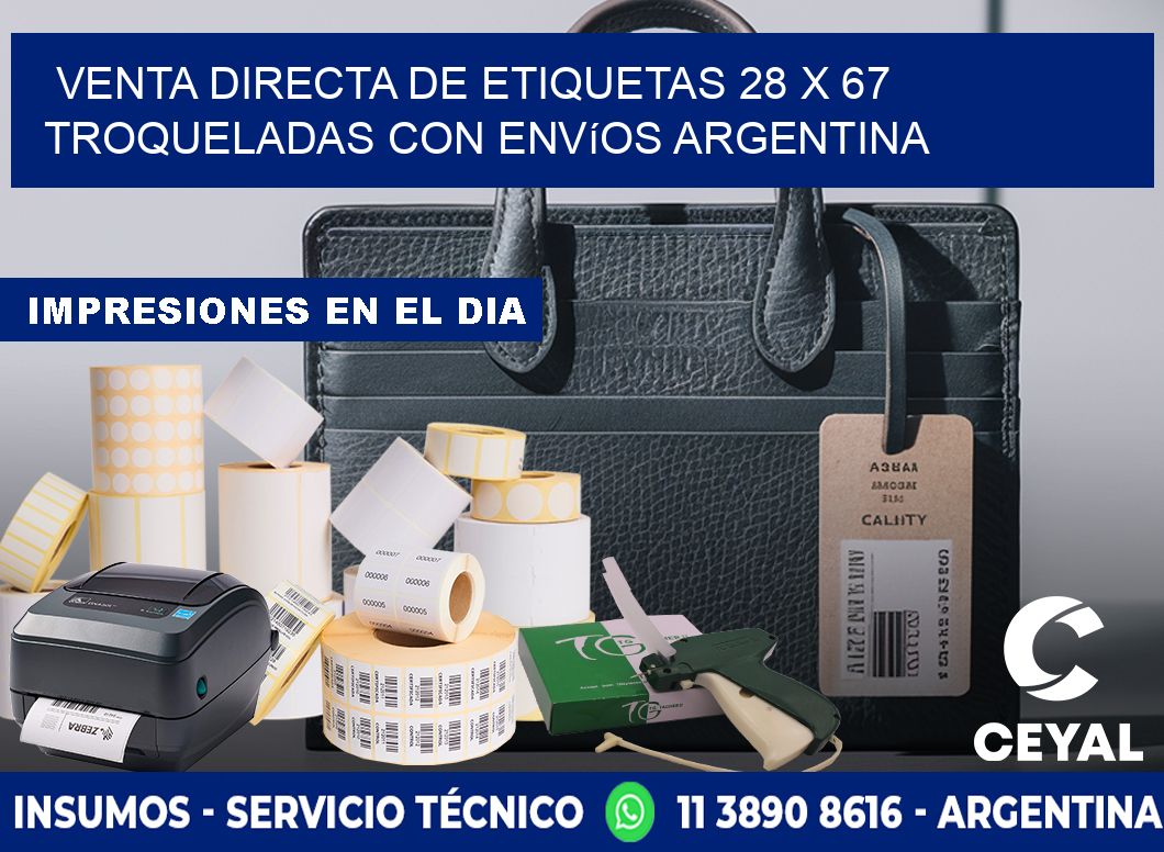 Venta directa de etiquetas 28 x 67 troqueladas con envíos Argentina