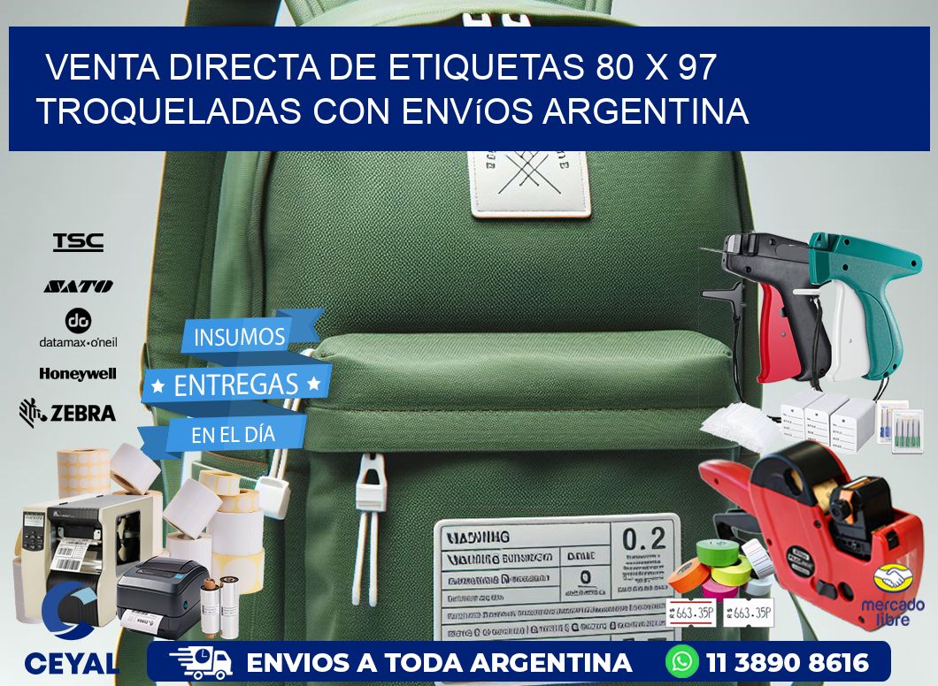 Venta directa de etiquetas 80 x 97 troqueladas con envíos Argentina