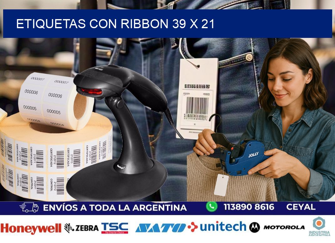 etiquetas con ribbon 39 x 21