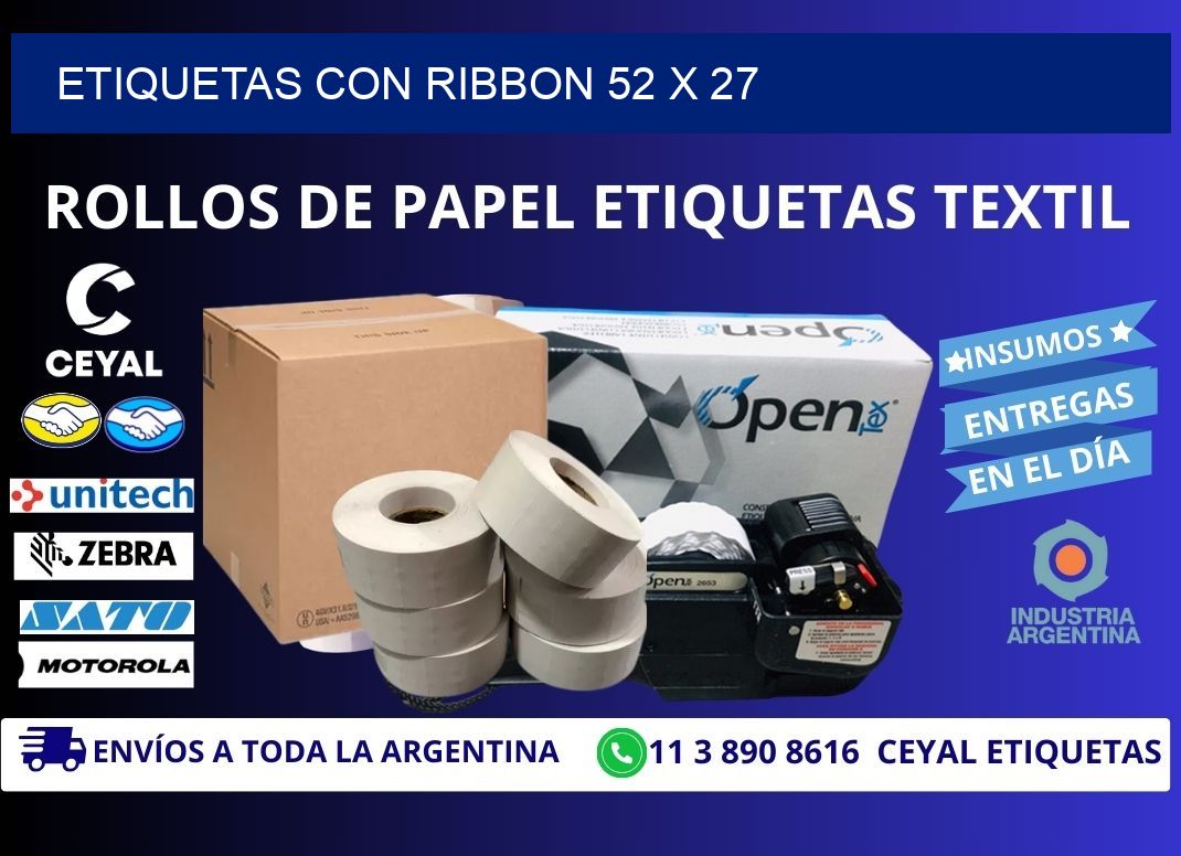 etiquetas con ribbon 52 x 27