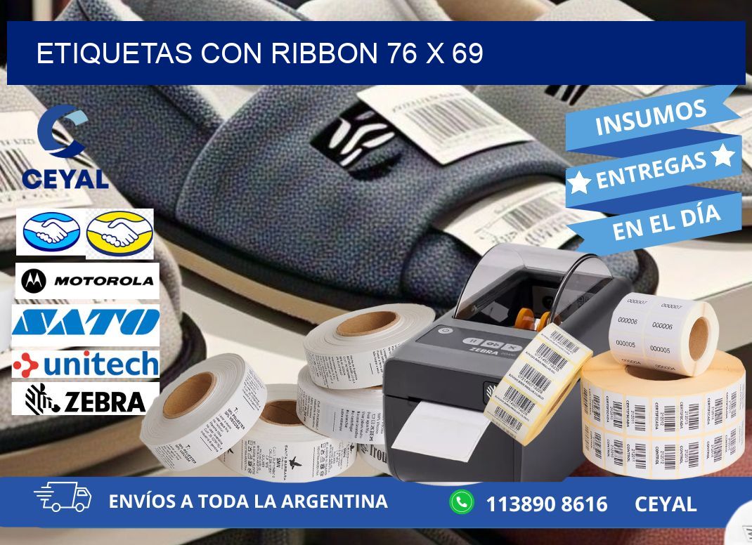etiquetas con ribbon 76 x 69
