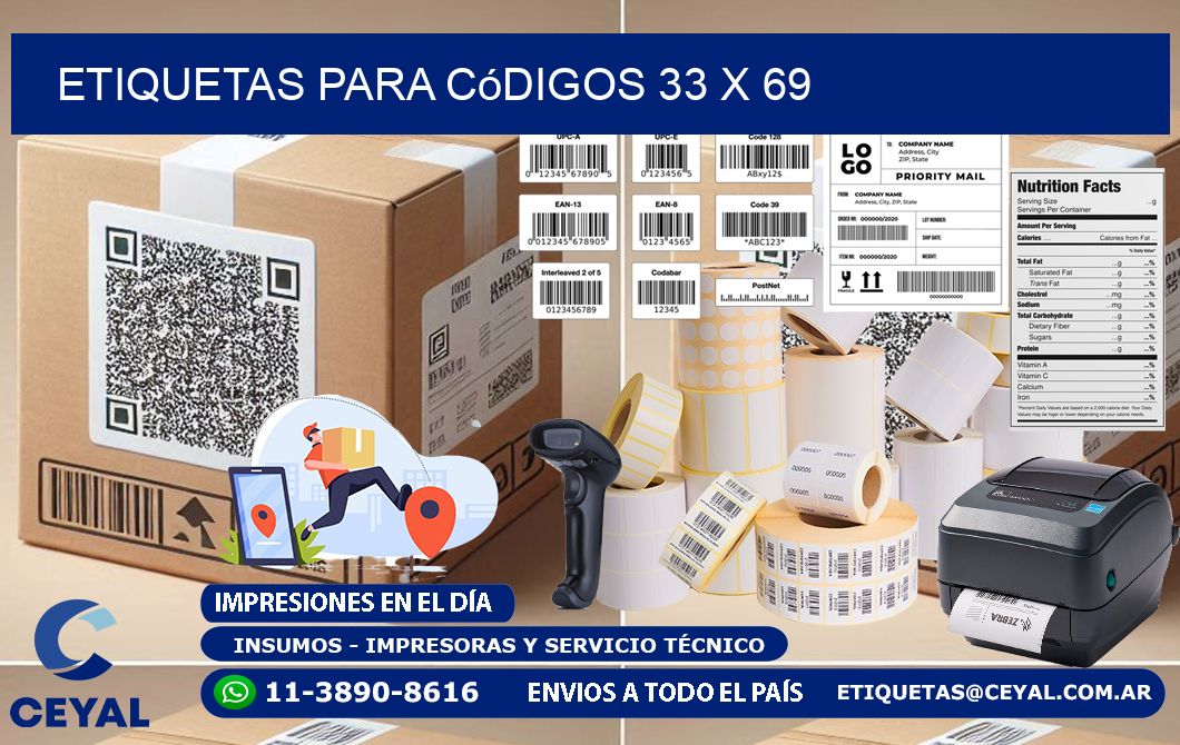 etiquetas para códigos 33 x 69