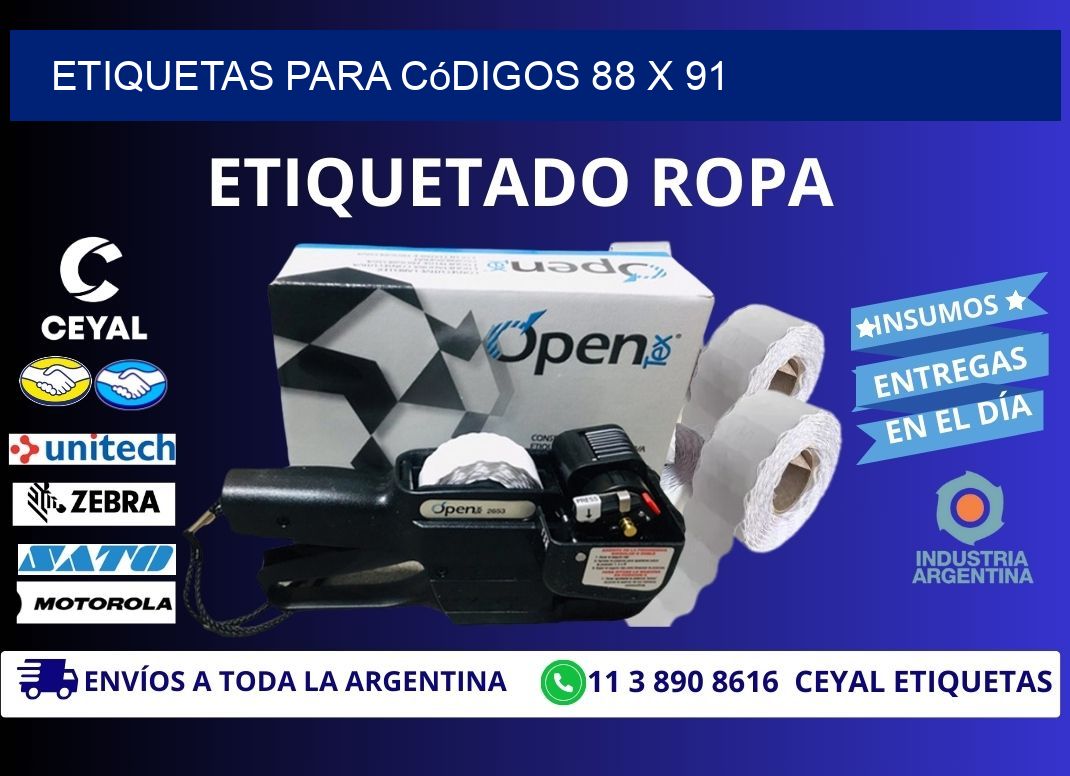 etiquetas para códigos 88 x 91