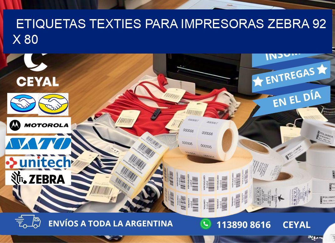 etiquetas texties para impresoras zebra 92 x 80