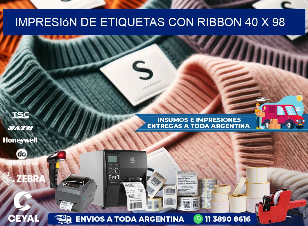 impresión de etiquetas con ribbon 40 x 98