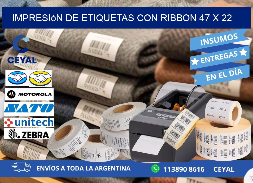 impresión de etiquetas con ribbon 47 x 22