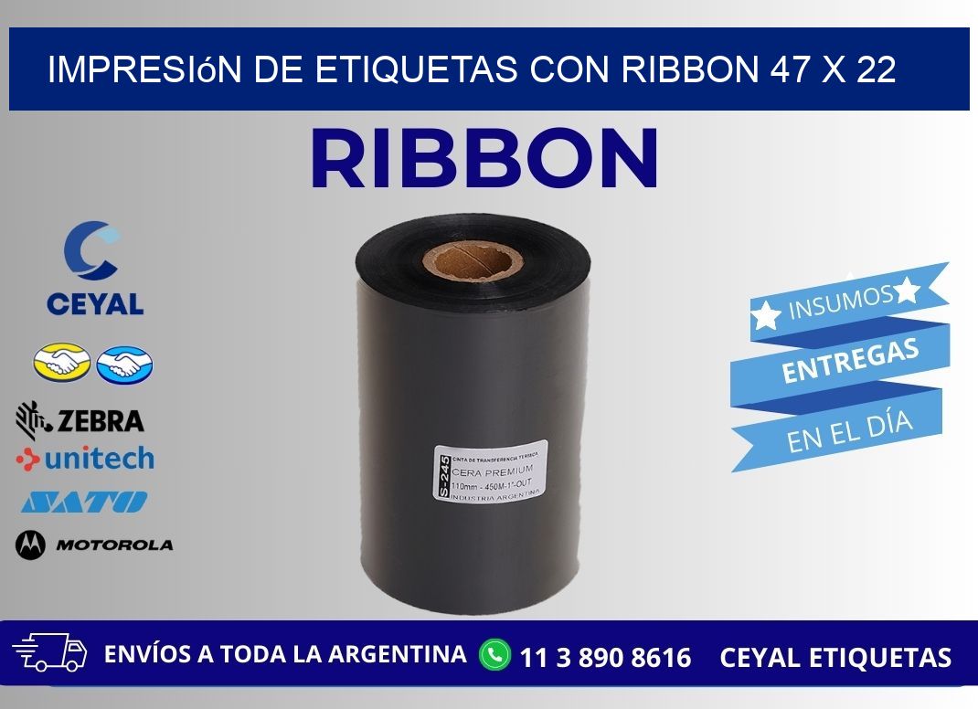 impresión de etiquetas con ribbon 47 x 22