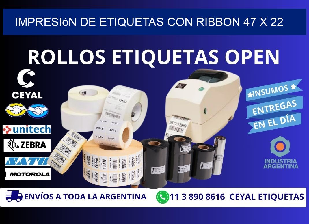 impresión de etiquetas con ribbon 47 x 22