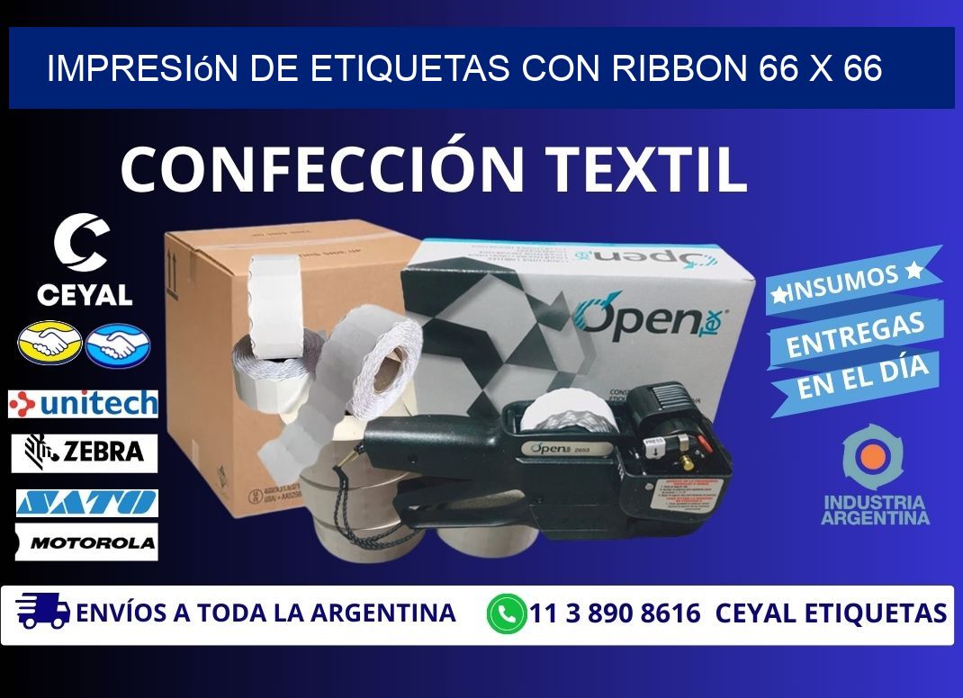 impresión de etiquetas con ribbon 66 x 66