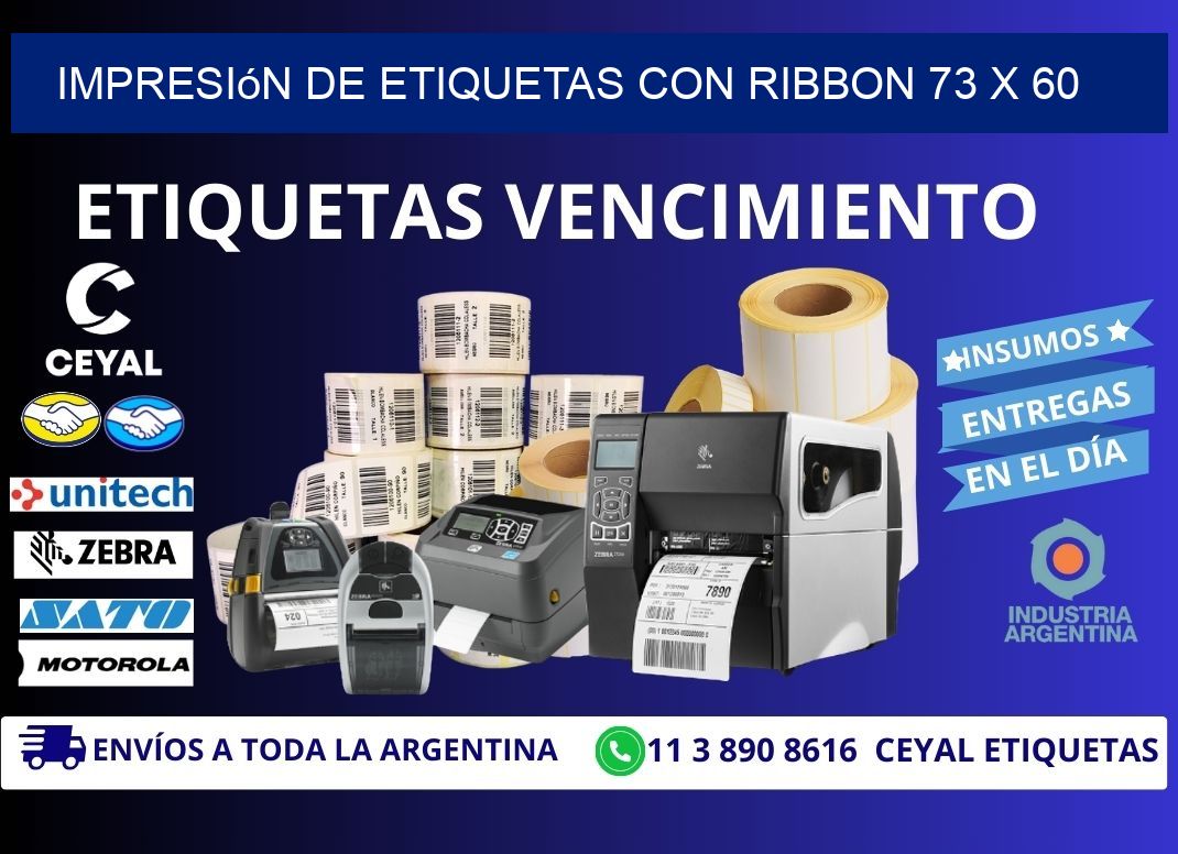 impresión de etiquetas con ribbon 73 x 60