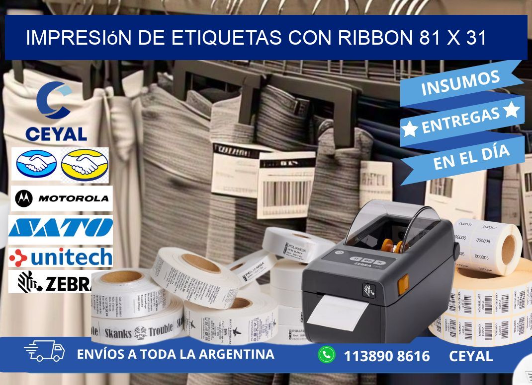impresión de etiquetas con ribbon 81 x 31