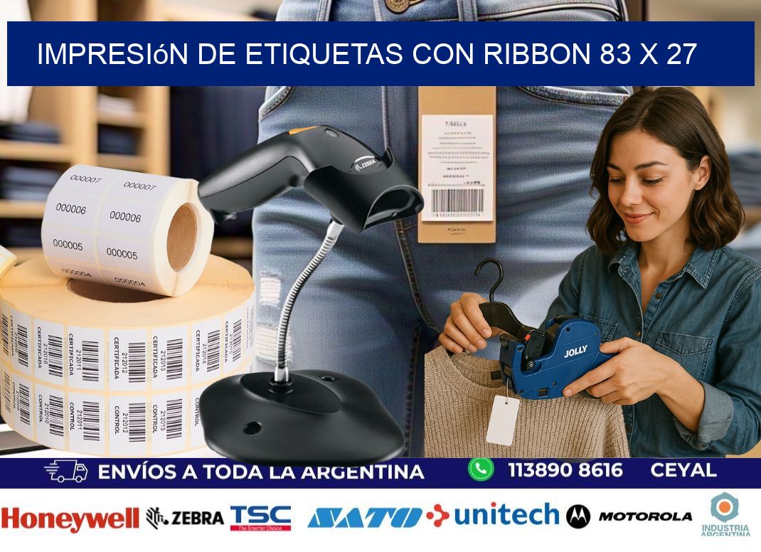 impresión de etiquetas con ribbon 83 x 27