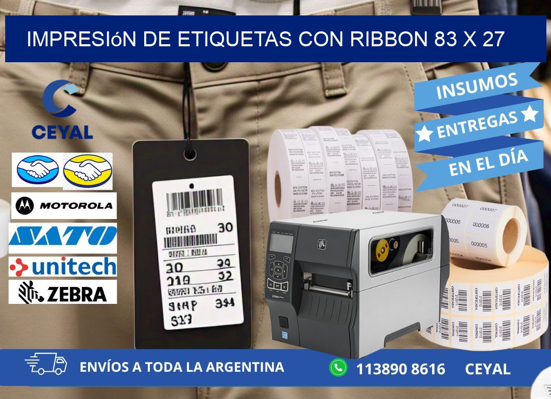 impresión de etiquetas con ribbon 83 x 27