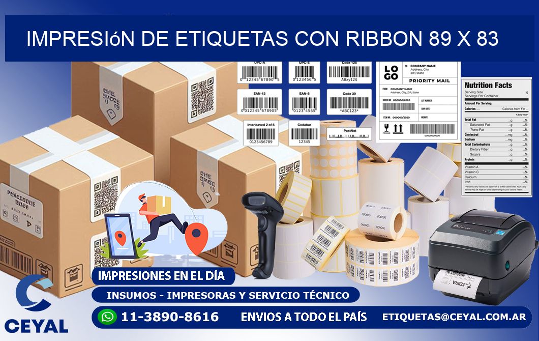 impresión de etiquetas con ribbon 89 x 83