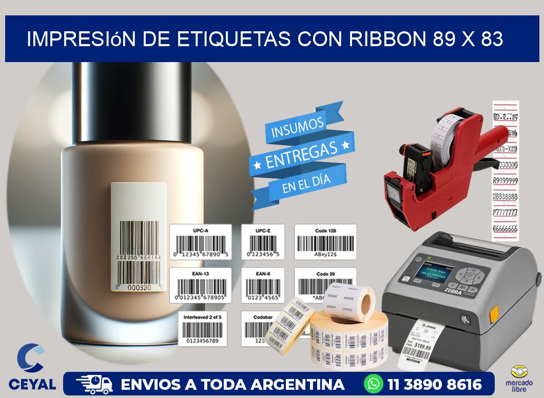 impresión de etiquetas con ribbon 89 x 83