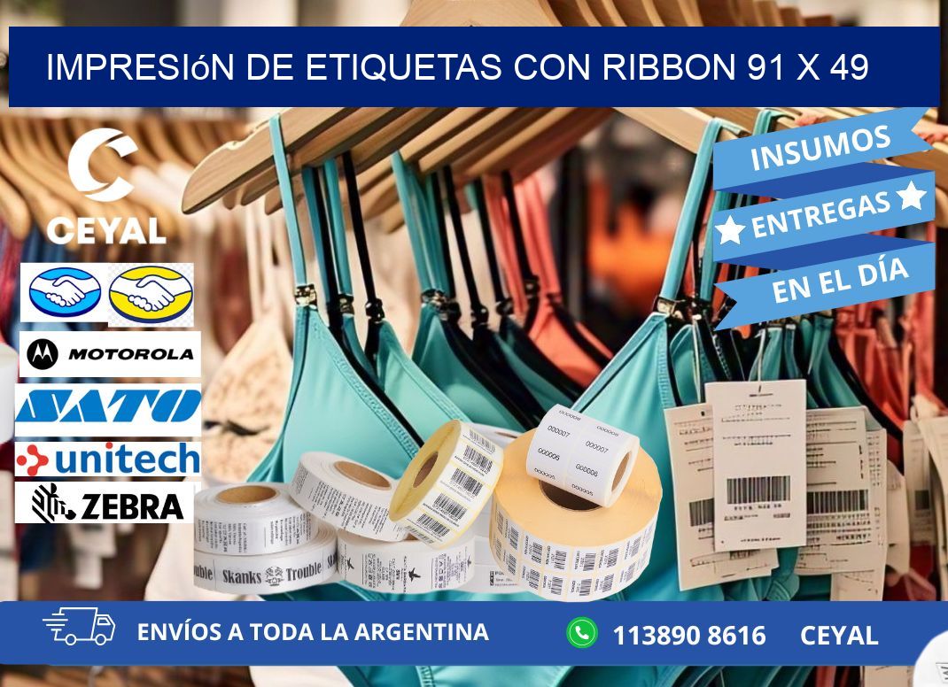 impresión de etiquetas con ribbon 91 x 49