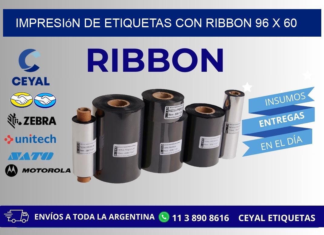 impresión de etiquetas con ribbon 96 x 60