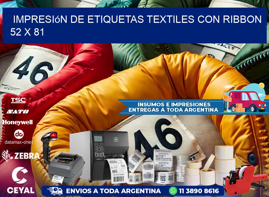 impresión de etiquetas textiles con ribbon 52 x 81