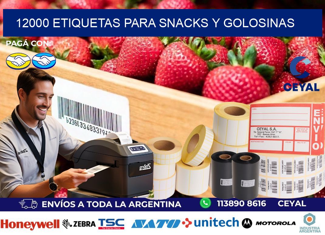 12000 Etiquetas para snacks y golosinas