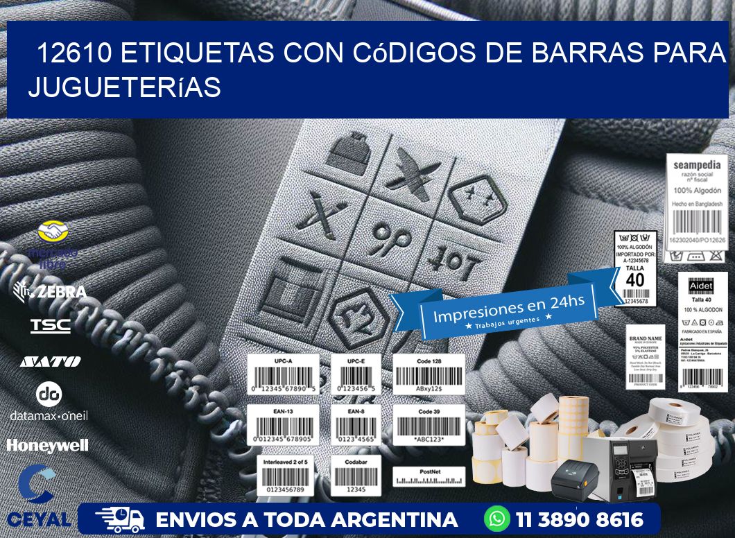 12610 etiquetas con códigos de barras para jugueterías
