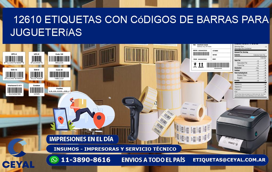 12610 etiquetas con códigos de barras para jugueterías