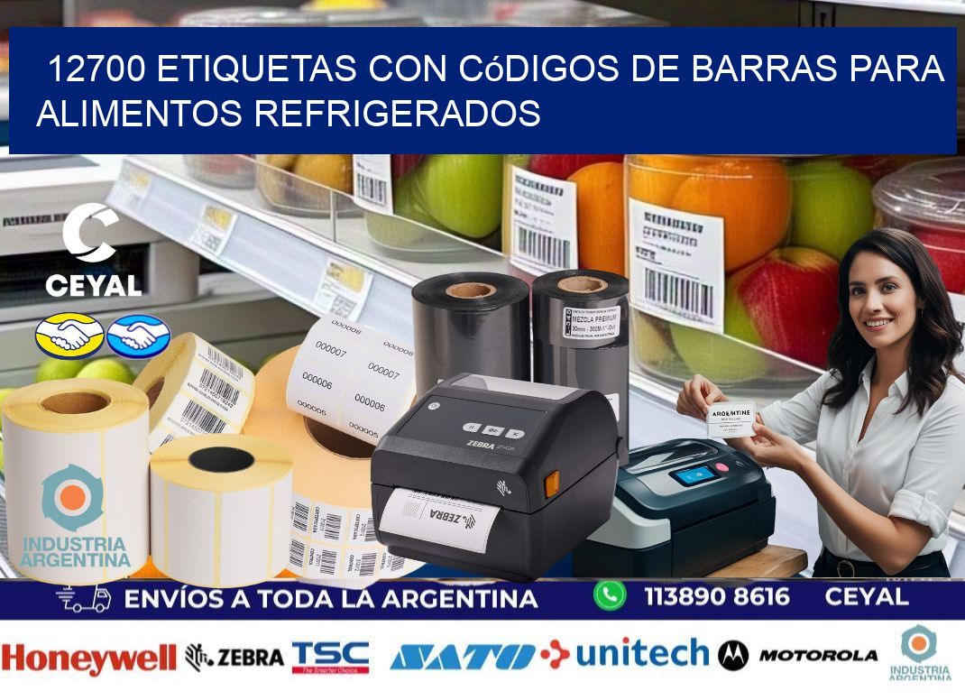 12700 Etiquetas con códigos de barras para alimentos refrigerados