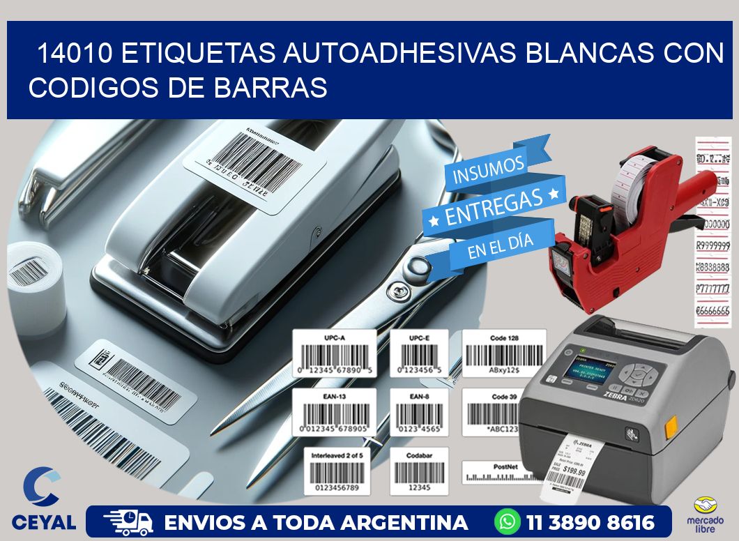 14010 etiquetas autoadhesivas blancas con codigos de barras