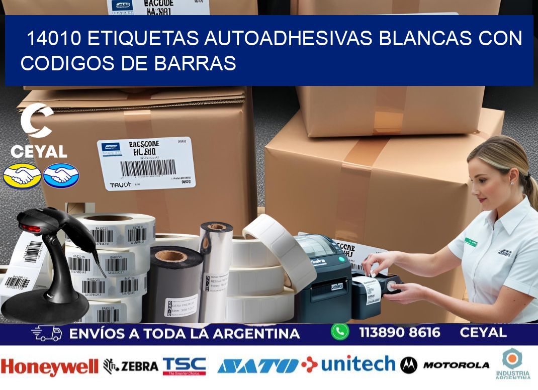 14010 etiquetas autoadhesivas blancas con codigos de barras