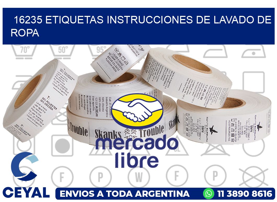 16235 etiquetas instrucciones de lavado de ropa
