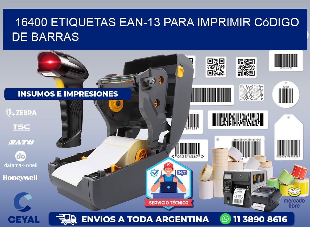 16400 etiquetas ean-13 para imprimir código de barras