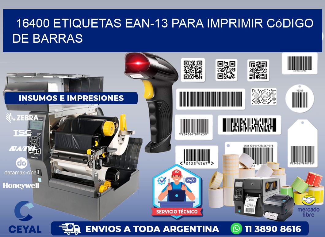 16400 etiquetas ean-13 para imprimir código de barras