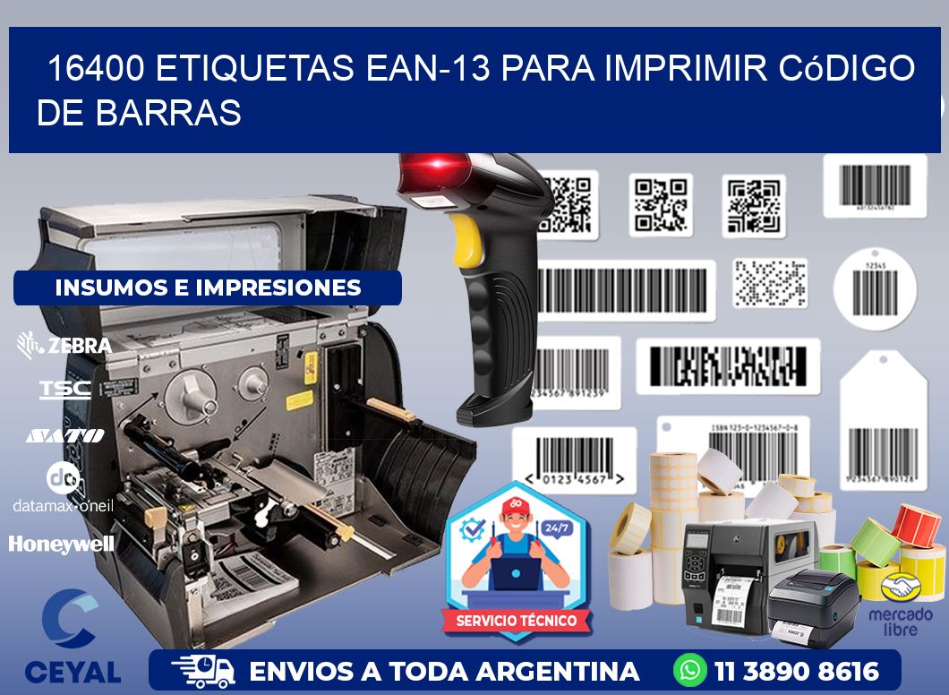 16400 etiquetas ean-13 para imprimir código de barras