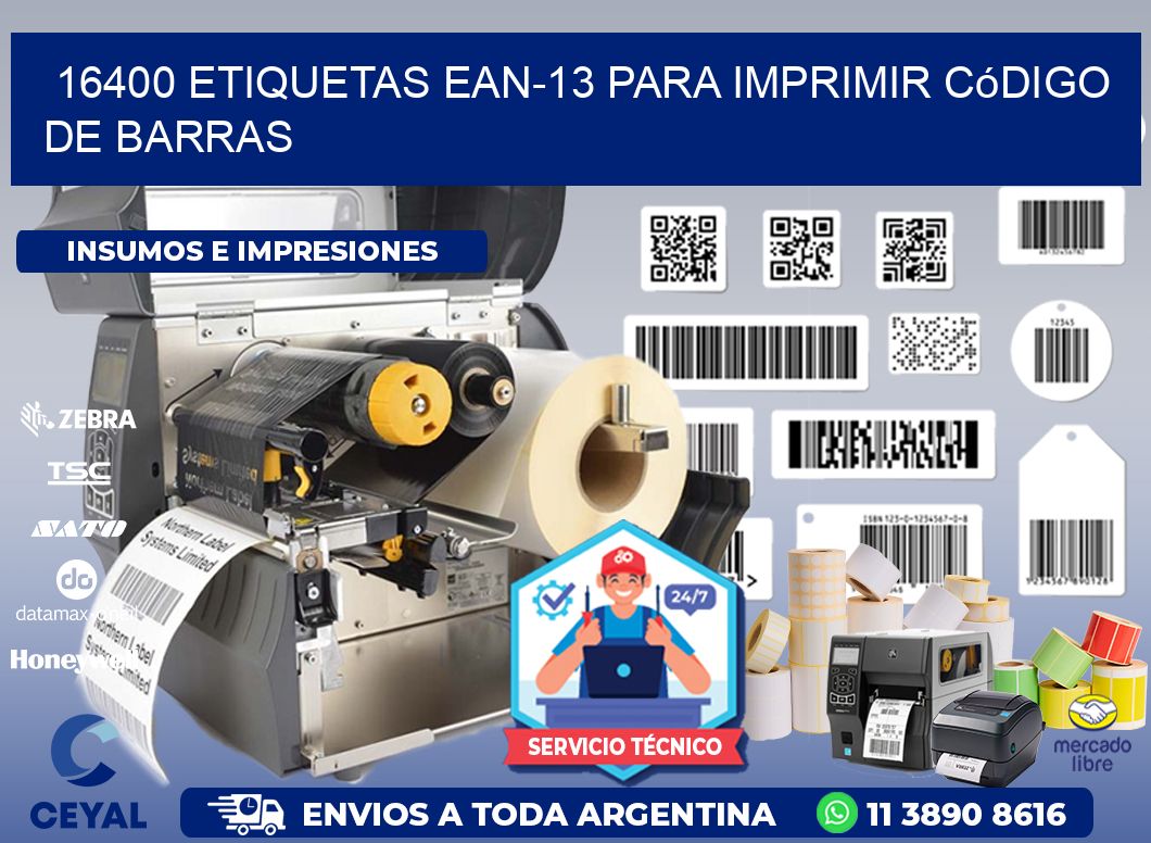 16400 etiquetas ean-13 para imprimir código de barras