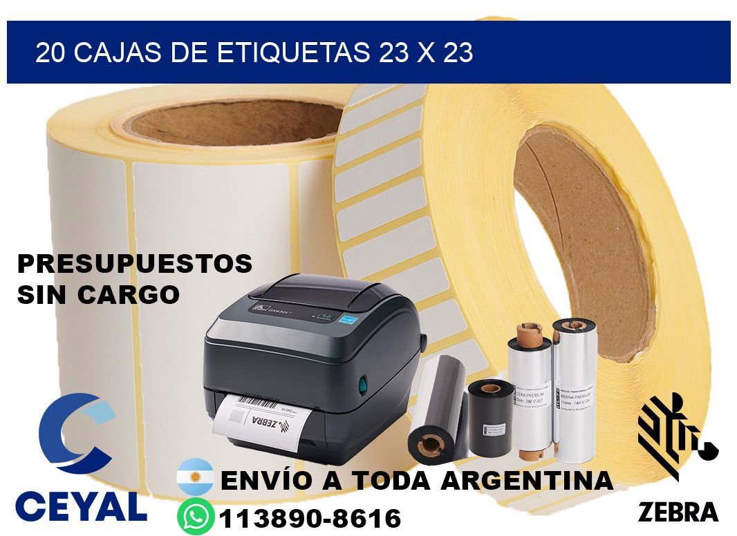 20 cajas de etiquetas 23 x 23