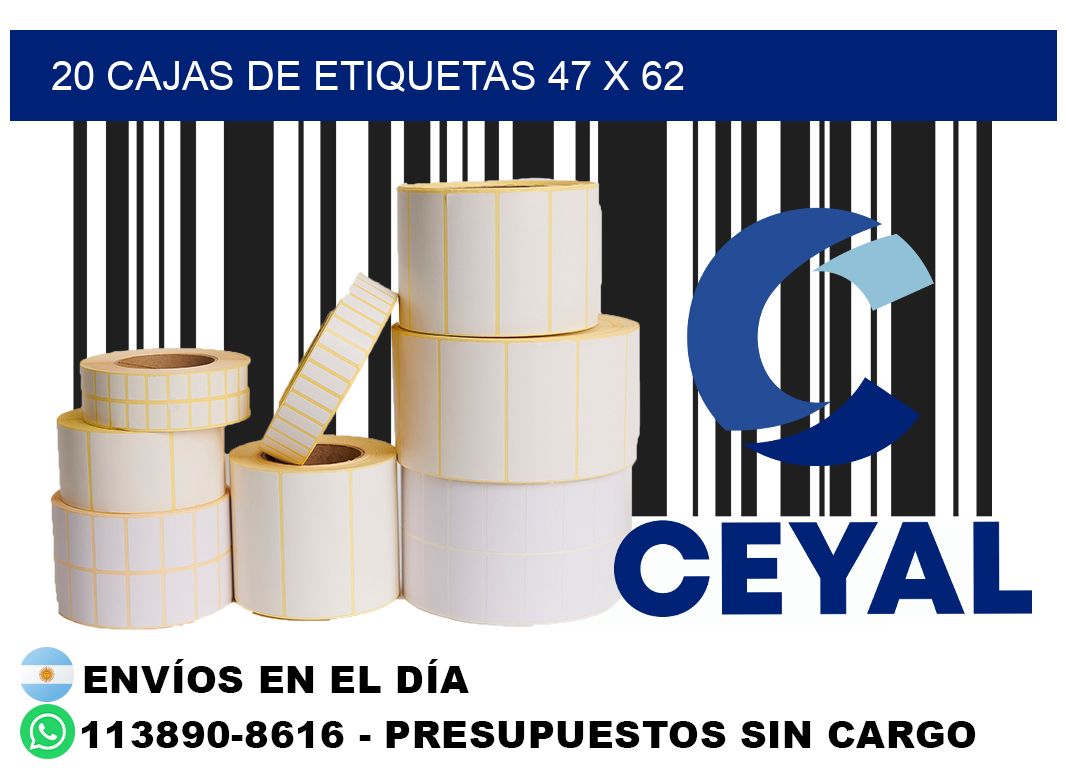 20 cajas de etiquetas 47 x 62