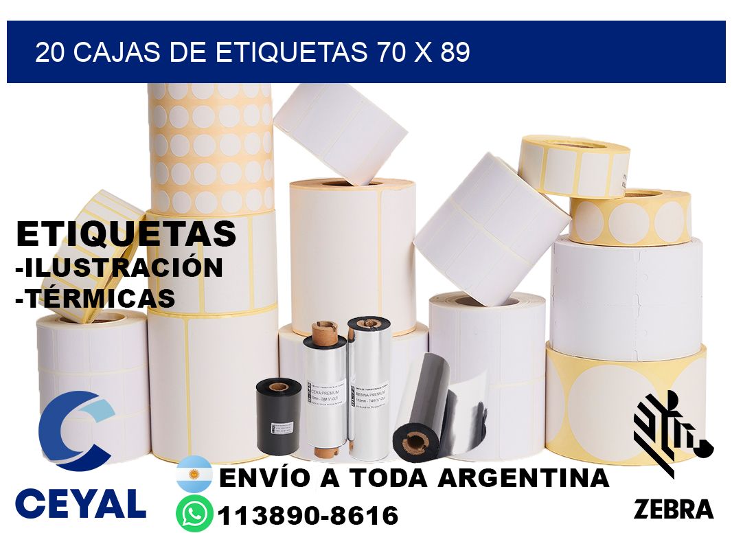 20 cajas de etiquetas 70 x 89