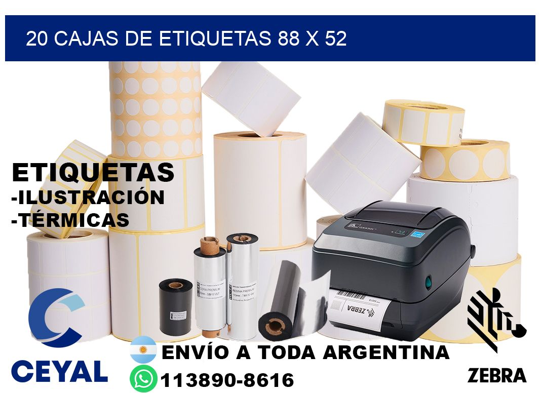 20 cajas de etiquetas 88 x 52