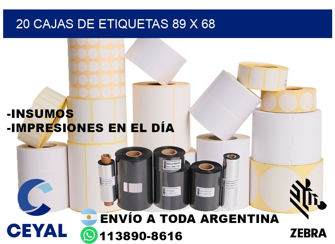 20 cajas de etiquetas 89 x 68