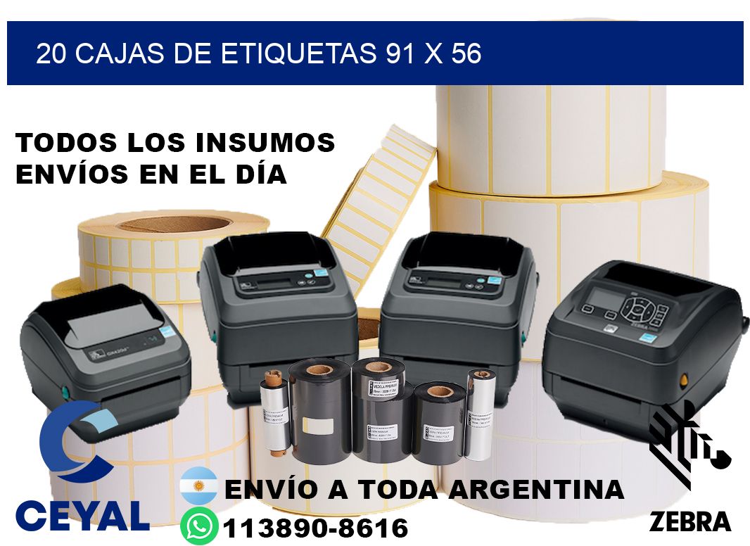 20 cajas de etiquetas 91 x 56